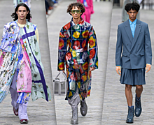 Новая мужская коллекция Louis Vuitton: плиссированные юбки, портупеи из сухоцветов и воздушные шары