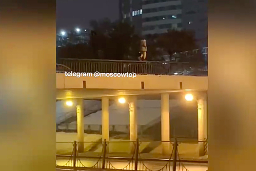 Подросток перешел Рублевское шоссе по скользким перилам моста и попал на видео