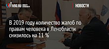 В 2019 году количество жалоб по правам человека в Ленобласти снизилось на 11 %