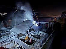 Паромная переправа из Румынии горит ярким пламенем