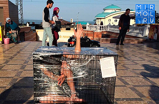 В Дагестане задержали полуголую художницу Катрин Ненашеву на акции против пыток