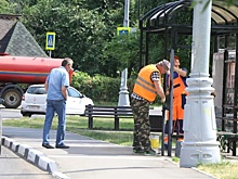 На проспекте Испытателей в Красноармейске сотрудники Мосавтодора отремонтировали поврежденные остановочные павильоны
