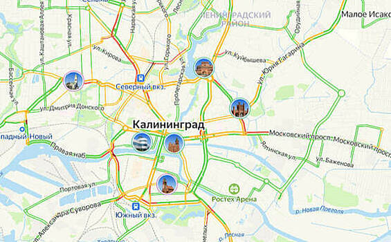 Где не проехать: карта пробок в Калининграде на утро четверга