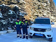 В Саратовской области инспекторы ДПС помогли замерзавшей на трассе семье