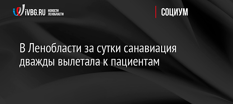 В Ленобласти за сутки санавиация дважды вылетала к пациентам