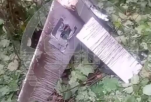 Опубликовано видео с места падения украинского беспилотника в российском регионе