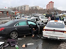 На Рублёвском шоссе у метро «Кунцевская» столкнулись несколько автомобилей