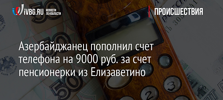 Азербайджанец пополнил счет телефона на 9000 руб. за счет пенсионерки из Елизаветино