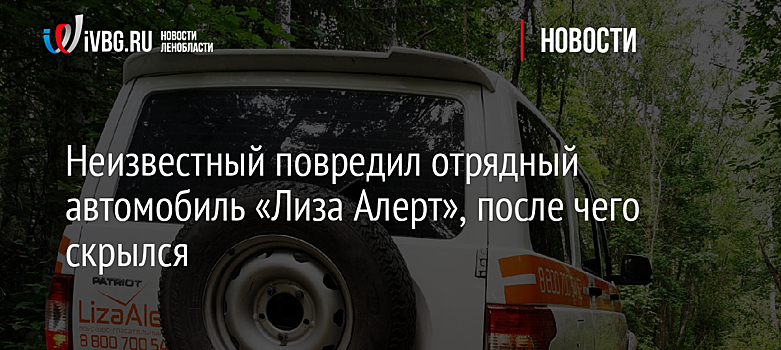 Неизвестный повредил отрядный автомобиль «Лиза Алерт», после чего скрылся