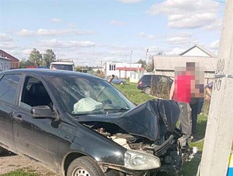В Елховском районе Lada Kalina врезалась в столб