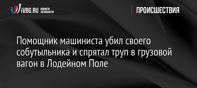 Помощник машиниста убил своего собутыльника и спрятал труп в грузовой вагон в Лодейном Поле