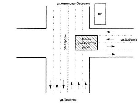 На пересечении улиц Авроры и Дыбенко сузят дорогу из-за ремонта водопровода