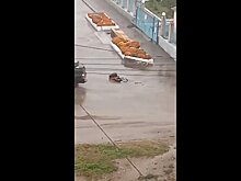Читинцы закидали покрышками провал в асфальте на КСК