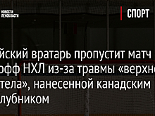 Российский вратарь пропустит матч плей-офф НХЛ из-за травмы «верхней части тела», нанесенной канадским одноклубником