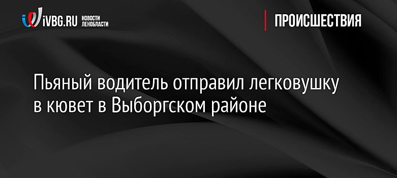 Пьяный водитель отправил легковушку в кювет в Выборгском районе