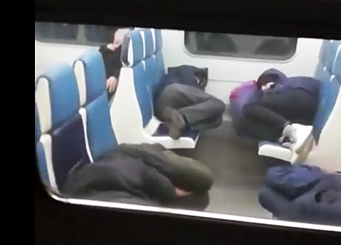 В Москве заметили полную спящих людей электричку