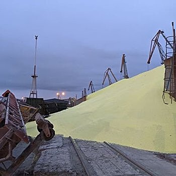 Тонны опасной серы высыпались из контейнера в Черноморском порту