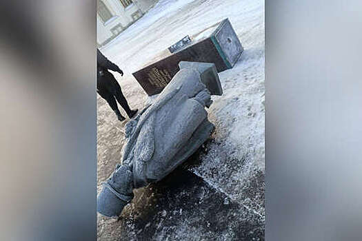 В Новом Петергофе трактор случайно снес памятник барону Штиглицу