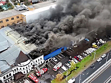 Появилось видео мощного пожара на складе в подмосковном Пушкино