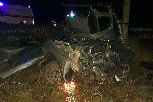 В Башкирии автомобиль врезался в электроопору, погибли четыре человека