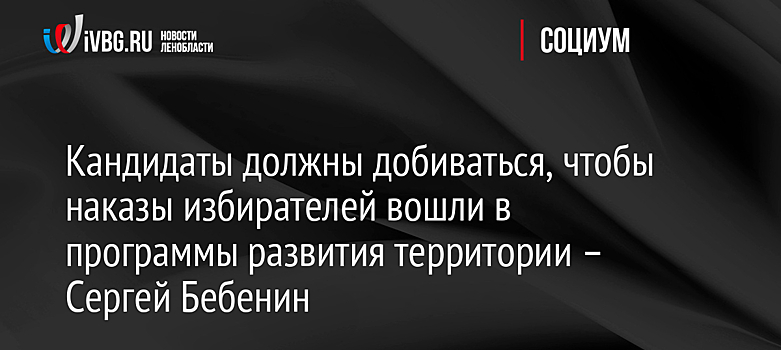 Кандидаты должны добиваться, чтобы наказы избирателей вошли в программы развития территории – Сергей Бебенин