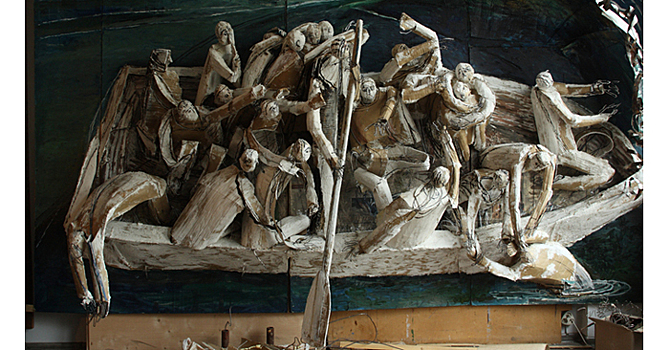 Рельефы, живопись и графика «В одной лодке»