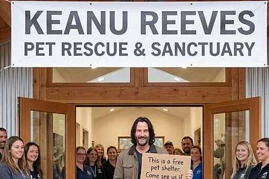 Фото с открытием приюта Киану Ривза сгенерировано с помощью ИИ