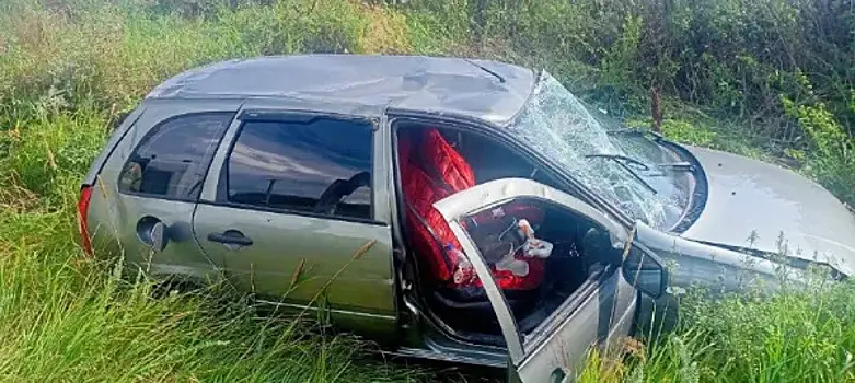 На трассе в Самарской области "Калина" съехала в кювет