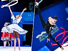 Сёстры Аверины выступили в народных платьях, Борисова эффектно тянулась с лентой. Фото