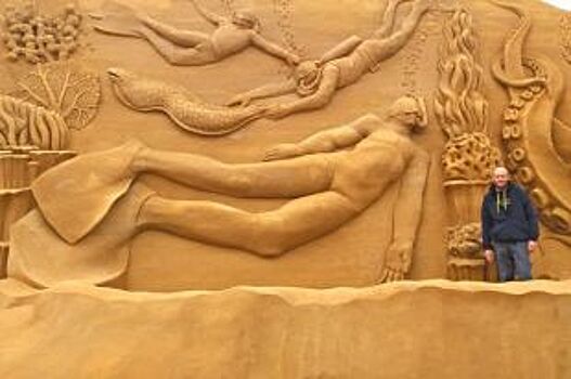 Жак-Ив Кусто вдохновил Илью Шанина на создание песчаной скульптуры