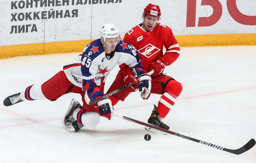ЦСКА разгромил «Спартак» со счетом 7:1 в матче Континентальной хоккейной лиги