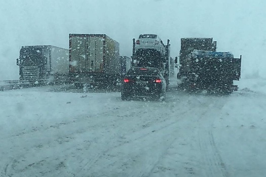 В Ростовской области из-за снегопада перекрыто движение на трассе М-4 "Дон"