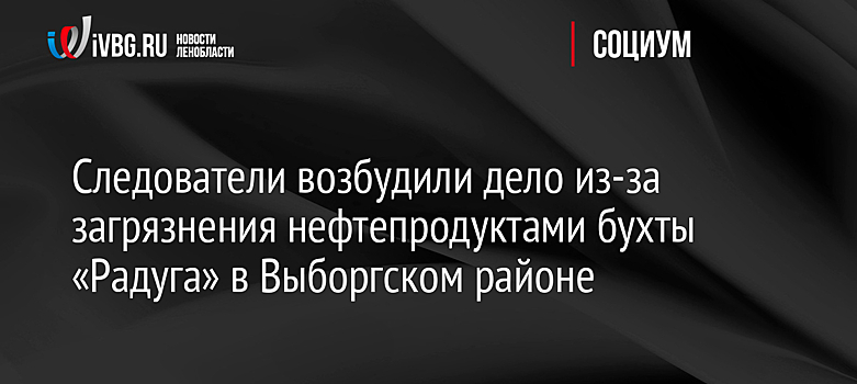 Следователи возбудили дело из-за загрязнения нефтепродуктами бухты «Радуга» в Выборгском районе