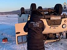 Перевернувшийся на Байкале автомобиль с людьми попал на видео