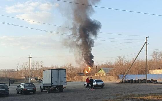 Появилось видео с места пожара на газовой АЗС в Скопине