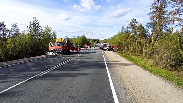 На трассе «Кола» пьяный водитель врезался в автомобиль дорожной службы