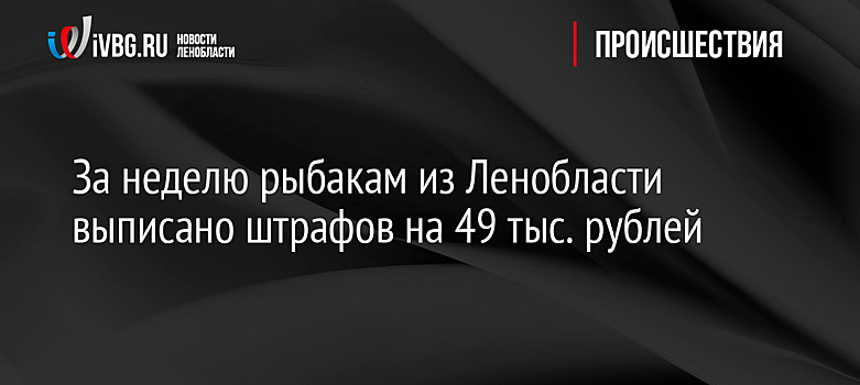За неделю рыбакам из Ленобласти выписано штрафов на 49 тыс. рублей