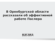 В Оренбургской области рассказали об эффективной работе Паслера