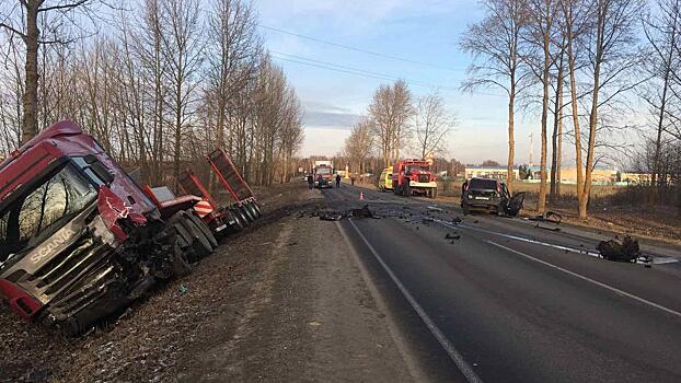 Иномарка врезалась в тягач в Вологодском районе, водитель легковушки погиб на месте