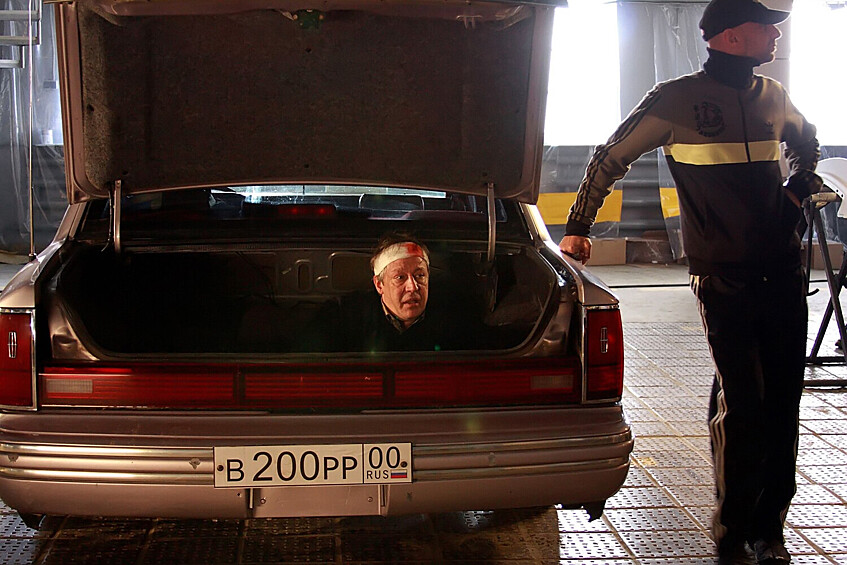 Михаил Ефремов на съемках фильма «Антикиллер Д.К.», 2008 год