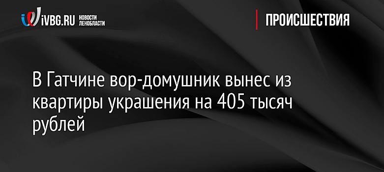 В Гатчине вор-домушник вынес из квартиры украшения на 405 тысяч рублей