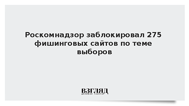 Роскомнадзор заблокировал 275 фишинговых сайтов по теме выборов