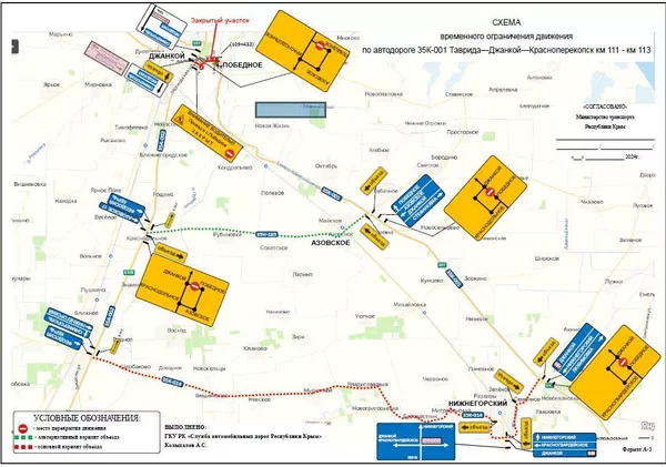 Власти Крыма объяснили, как объехать перекрытую дорогу в районе Джанкоя