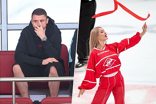 Селихов устало следил за хоккеем, IceGirl изящно вращала ленту. Фото победы «Спартака»