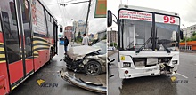 В центре Новосибирска пассажирка Lexus пострадала в ДТП с автобусом