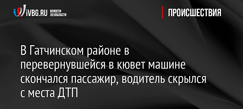 В Гатчинском районе в перевернувшейся в кювет машине скончался пассажир, водитель скрылся с места ДТП