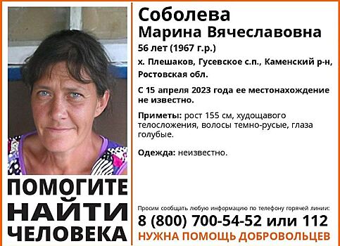 В Ростовской области пропала невысокая женщина с голубыми глазами