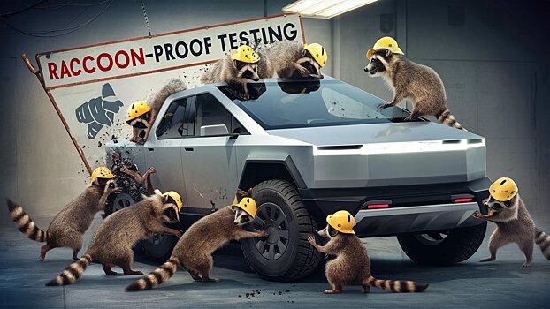 Tesla Cybertruck прошел краш-тест голодными енотами