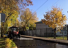Промывку дорог провели в поселении Роговское