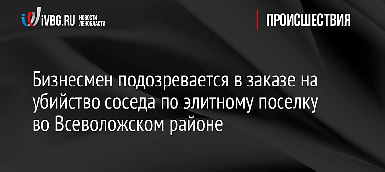 Бизнесмен подозревается в заказе на убийство соседа по элитному поселку во Всеволожском районе